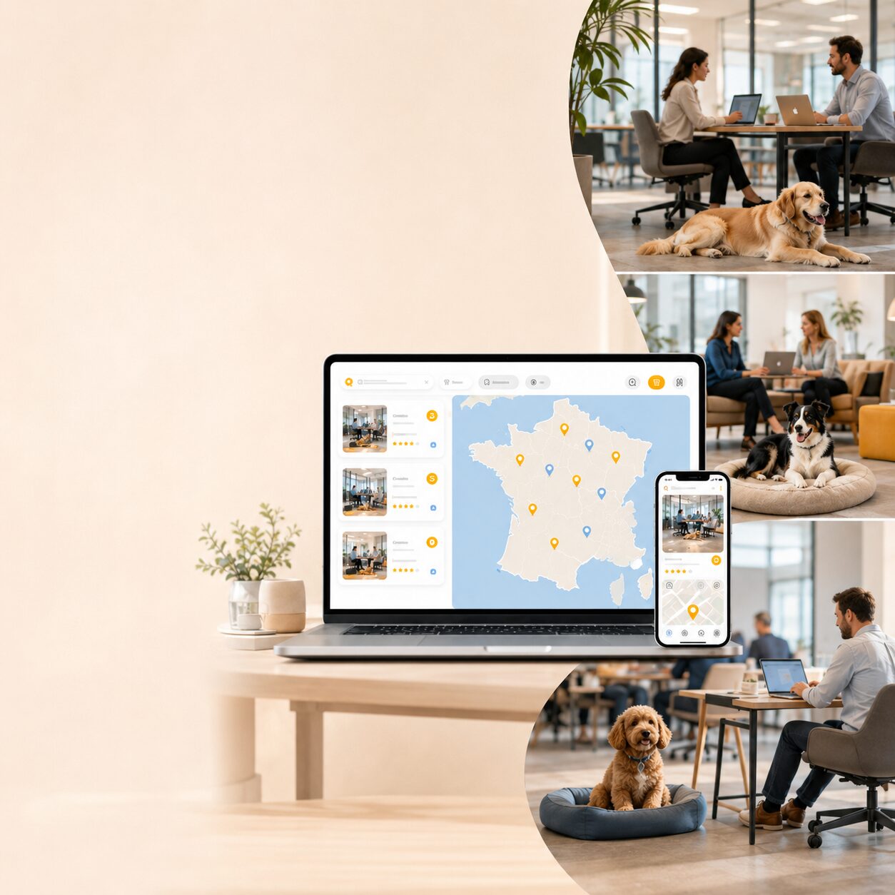 Carte de France des entreprises dog-friendly inscrites